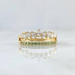 Anillo Carama Sobre Churumbela 2.65gr / T7 1/2 / Circones Blancos Verdes Oro Amarillo 18K ©