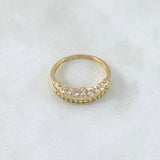 Anillo Carama Sobre Churumbela 2.65gr / T7 1/2 / Circones Blancos Verdes Oro Amarillo 18K ©