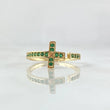 Anillo Crúz Abrazo 1.85gr / T6 3/4 / Circones Verdes Oro Amarillo 18K ©