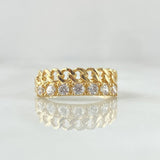Anillo Cubano Parcial 2.3gr / T5 1/4 / Circones Blancos Oro Amarillo 18K ©