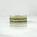 Triple Churumbela Ring 4.55gr / Size 5 3/4 / White Zircons Green Yellow Gold 18K ©