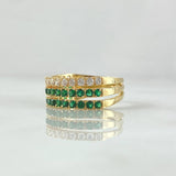 Triple Churumbela Ring 4.55gr / Size 5 3/4 / White Zircons Green Yellow Gold 18K ©
