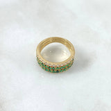 Triple Churumbela Ring 4.55gr / Size 5 3/4 / White Zircons Green Yellow Gold 18K ©