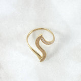 Anillo Curva Perpendicular 2.45gr / T6 1/4 / Circones Blancos Oro Amarillo 18K ©