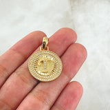 Dije Medalla Letra T 4.6g / 1 1/4 in Oro Amarillo 18K