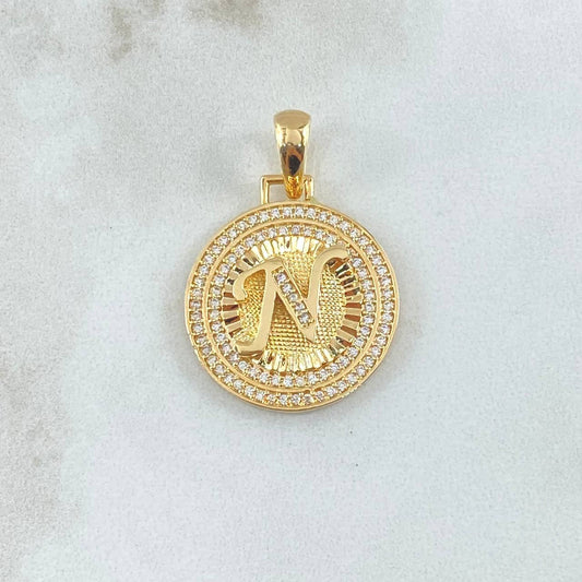 Dije Medalla Letra N 4.95gr / 1 1/4 in / Oro Amarillo 18K