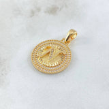Dije Medalla Letra N 5g / 1 1/4 in Oro Amarillo 18K