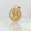 Dije Medalla Letra M 4.65gr / 3cm / Circones Blancos Oro Amarillo 18K