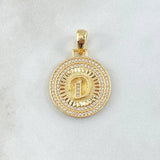 Dije Medalla Letra D 4.45gr / 3.1cm / Circones Blancos Oro Amarillo 18K *
