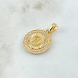Dije Medalla Letra D 4.4gr / 3.1cm / Circones Blancos Oro Amarillo 18K ©