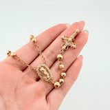 Rosary Virgin Guadalupe Christ Cross Ornamented 17.7gr / 23 1/2 in / 6mm-5mm Yellow Gold 18K *