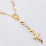Rosary Virgin Guadalupe Christ Cross Bardera 18gr / 23 1/2 in / 6mm-5mm Three Golds 18K ©