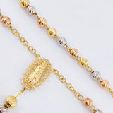Rosary Virgin Guadalupe Christ Cross Bardera 18gr / 23 1/2 in / 6mm-5mm Three Golds 18K ©
