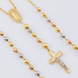Rosary Virgin Guadalupe Christ Cross Bardera 18gr / 23 1/2 in / 6mm-5mm Three Golds 18K ©