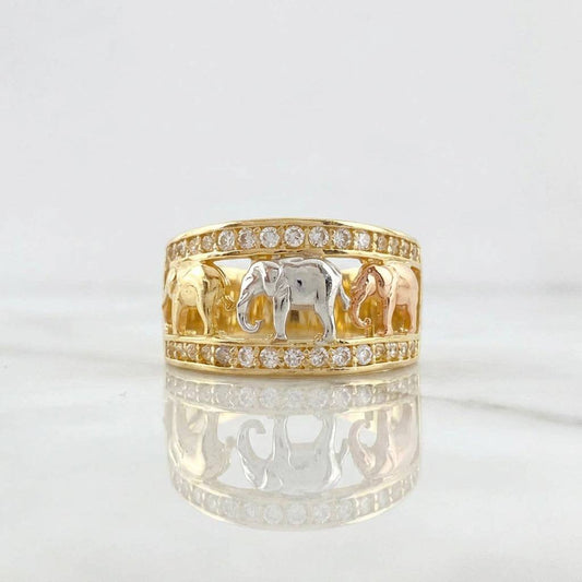 Three Elephant Ring 5.95g / Size 7 1/2 Three Golds 18K