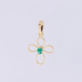Pendant Emerald Cross 5pts 0.6g / 3/4 in Yellow Gold 18K