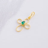 Pendant Emerald Cross 5pts 0.6g / 3/4 in Yellow Gold 18K