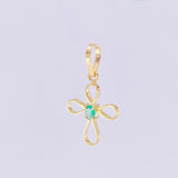 Pendant Emerald Cross 3pts 0.5g / 3/4 in Yellow Gold 18K