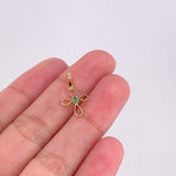 Pendant Emerald Cross 3pts 0.5g / 3/4 in Yellow Gold 18K