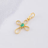 Pendant Emerald Cross 3pts 0.5g / 3/4 in Yellow Gold 18K