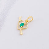 Pendant Heart with Arrow Emerald 6pts 0.35g / 1/2 in Yellow Gold 18K