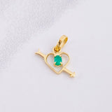 Pendant Heart with Arrow Emerald 6pts 0.35g / 1/2 in Yellow Gold 18K