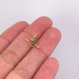 Pendant Heart with Arrow Emerald 6pts 0.35g / 1/2 in Yellow Gold 18K