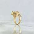 Indian Elephant Ring 7.75gr / Size 9 1/4 / Green, Fuchsia, White, Black Zircons Two Yellows, White Gold *
