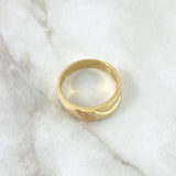 Diagonal Hoop Ring Basteado 5.55gr / Size 9 1/2 / White Zircons 18K Yellow Gold
