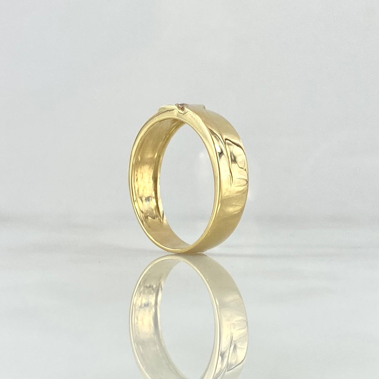 Diagonal Hoop Ring Basteado 5.55gr / Size 9 1/2 / White Zircons 18K Yellow Gold