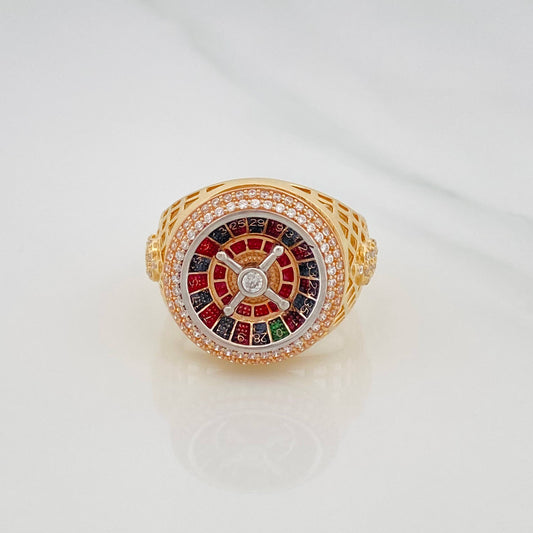 Anillo Ruleta Casino 10.55g / T10 3/4 Tres Oros 18K