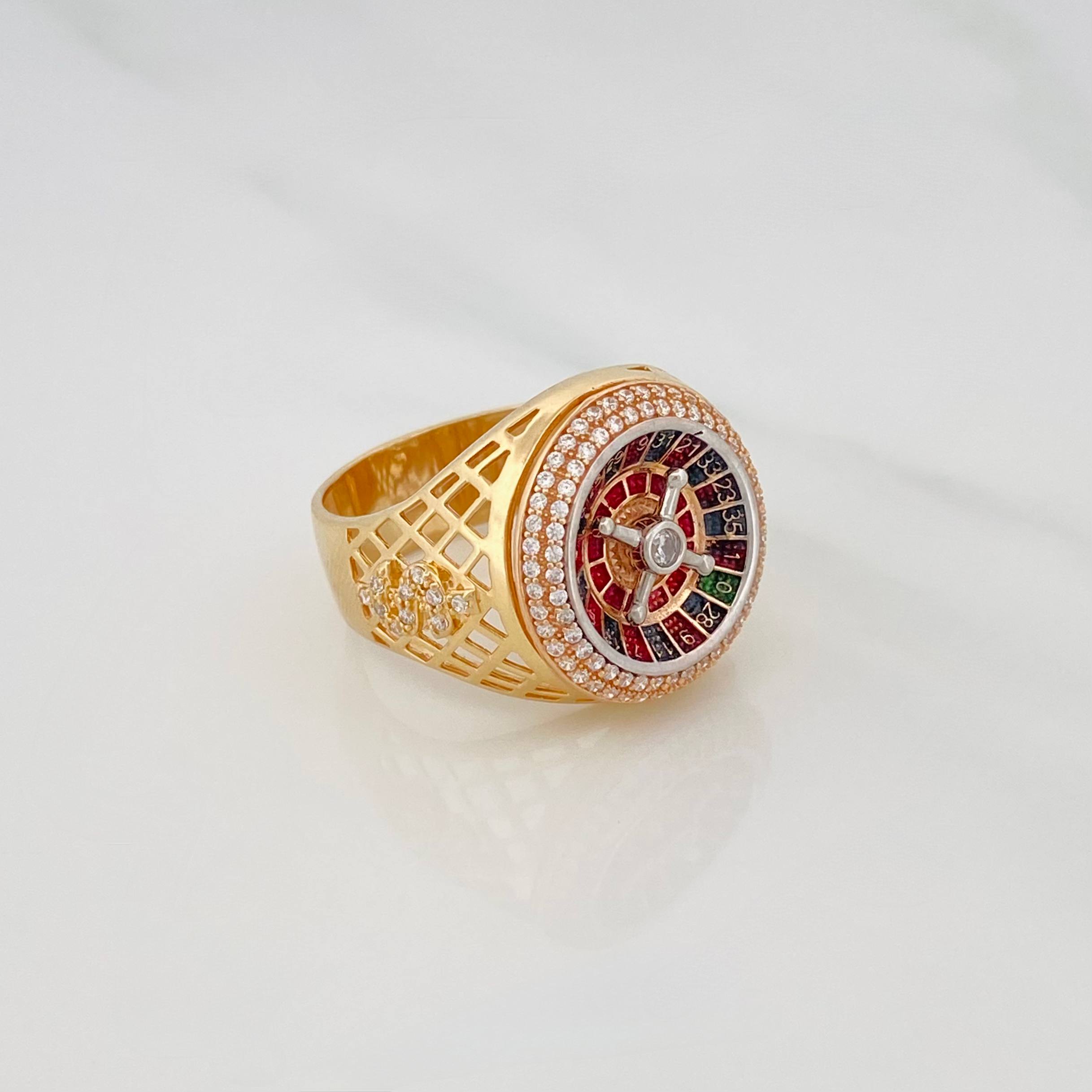 Anillo Ruleta Casino 10.55g / T10 3/4 Tres Oros 18K