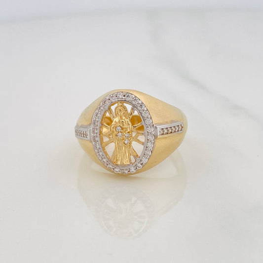 San Judas Ring 7.1g / Size 10 1/4 Two-Tone Yellow White Gold 18K