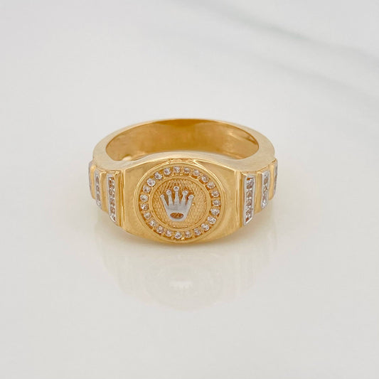 Anillo Corona 6.5g / T10 1/2 Dos Oros Amarillo Blanco 18K