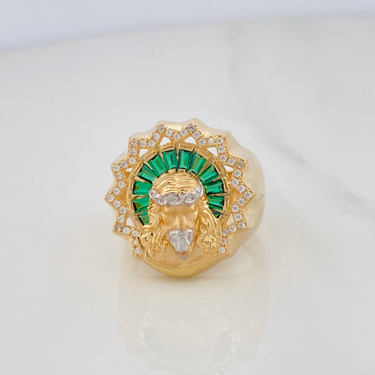 Christ Face Ring 11.35g / Size 10 1/2 Two-Tone Yellow and White Gold 18K