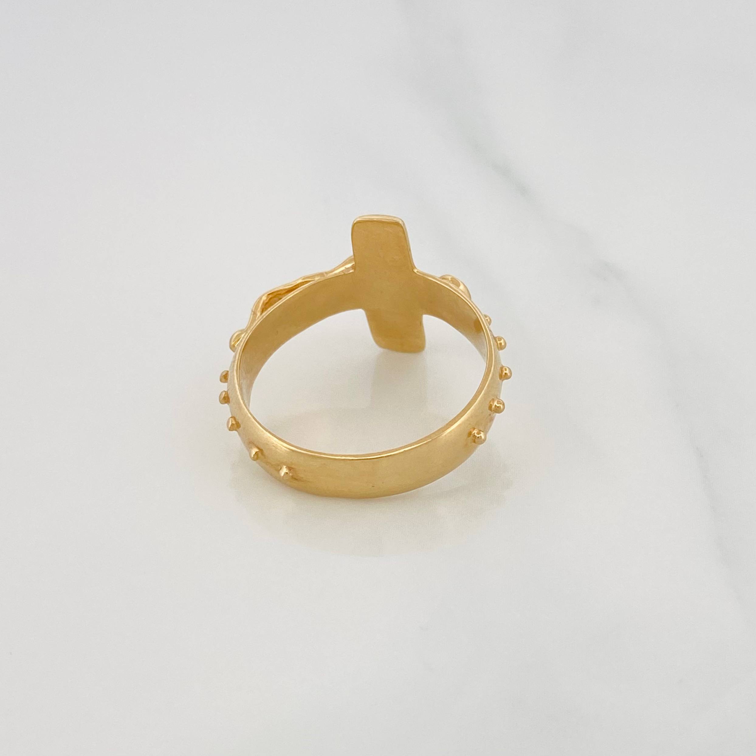 Anillo Cruz Cristo 6.1g / T10 Oro Amarillo 18K