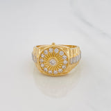 Anillo Sello Sol 7.95g / T10 Dos Oros Amarillo Blanco 18K