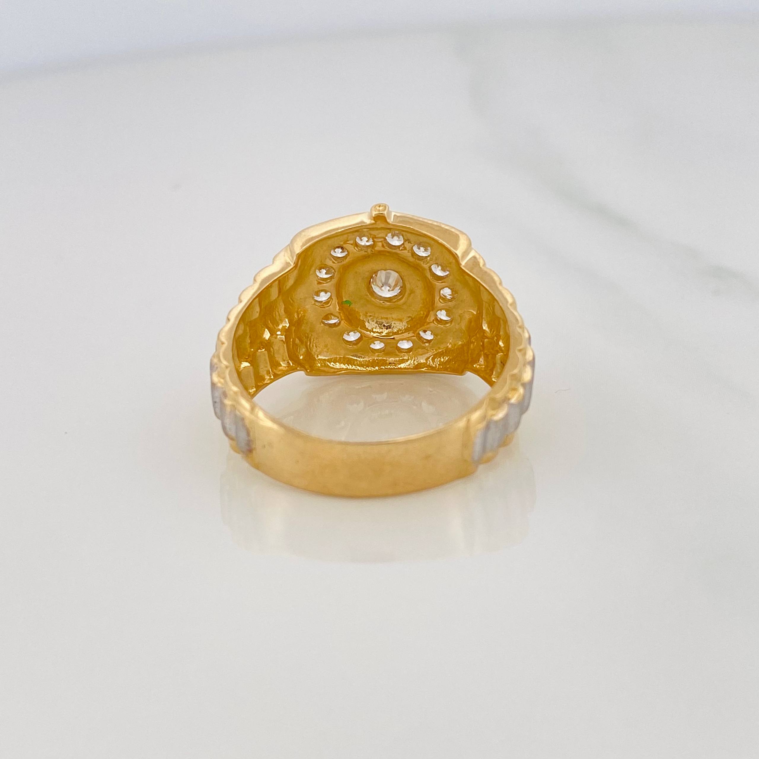 Anillo Sello Sol 7.95g / T10 Dos Oros Amarillo Blanco 18K