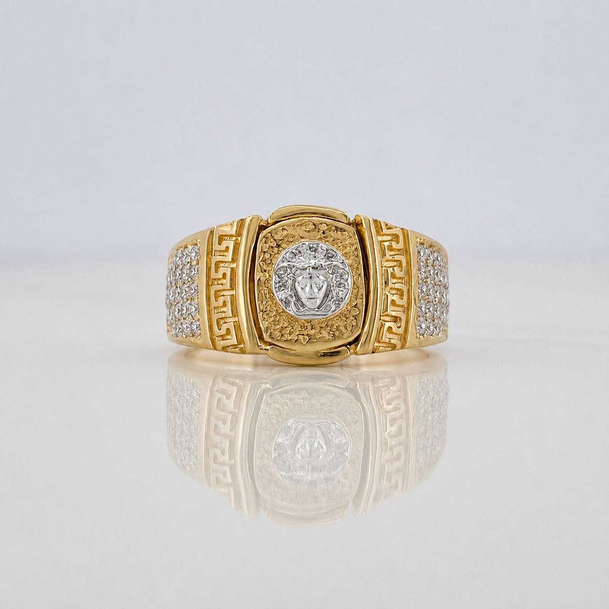 Anillo Medusa 8.35g / T10 1/4 Dos Oros Amarillo Blanco 18K
