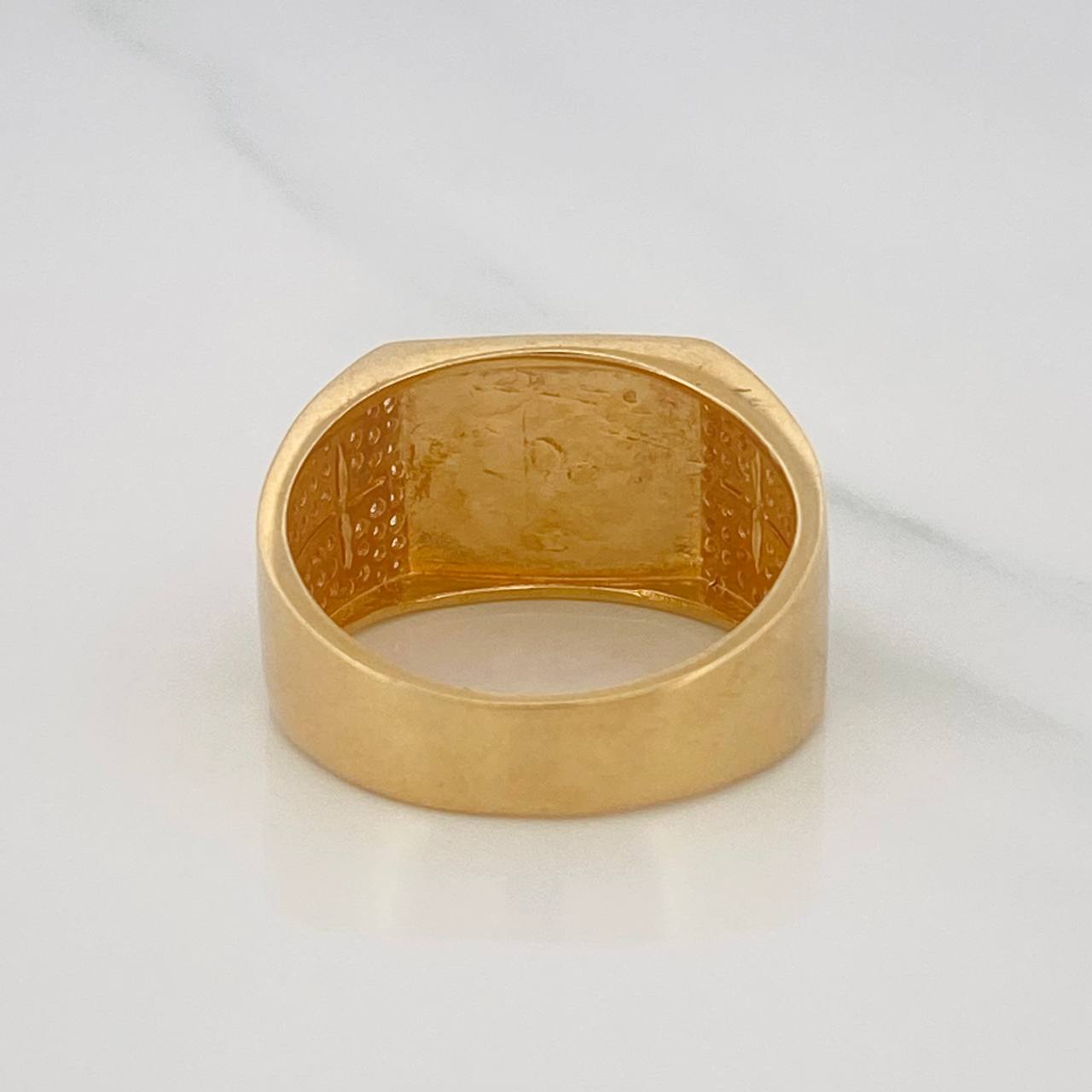 Anillo Sello Caballo 8.1g / T10 Dos Oros Amarillo Blanco 18K