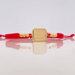 Pulsera Tejida Roja Placa Cuadrada Oro Amarillo 18K