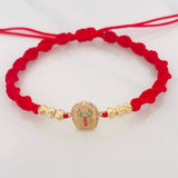 Red Woven Bracelet Virgin of Guadalupe Yellow Gold 18K