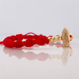 Red Woven Bracelet Virgin of Guadalupe Yellow Gold 18K