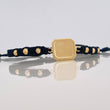 Black Woven Bracelet with Square Plate in 18K Yellow Gold