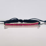 Pulsera Tejida Negra Tennis Oro Amarillo 18K
