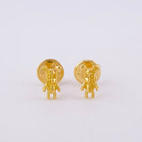 Stud Earrings Teddy Bear 0.65gr / 0.6cm / Half Dotted - Half Smooth Yellow Gold ©