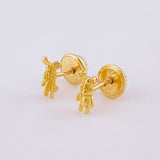 Stud Earrings Teddy Bear 0.65gr / 0.6cm / Half Dotted - Half Smooth Yellow Gold ©