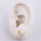 Stud Earrings Teddy Bear 0.65gr / 0.6cm / Half Dotted - Half Smooth Yellow Gold ©