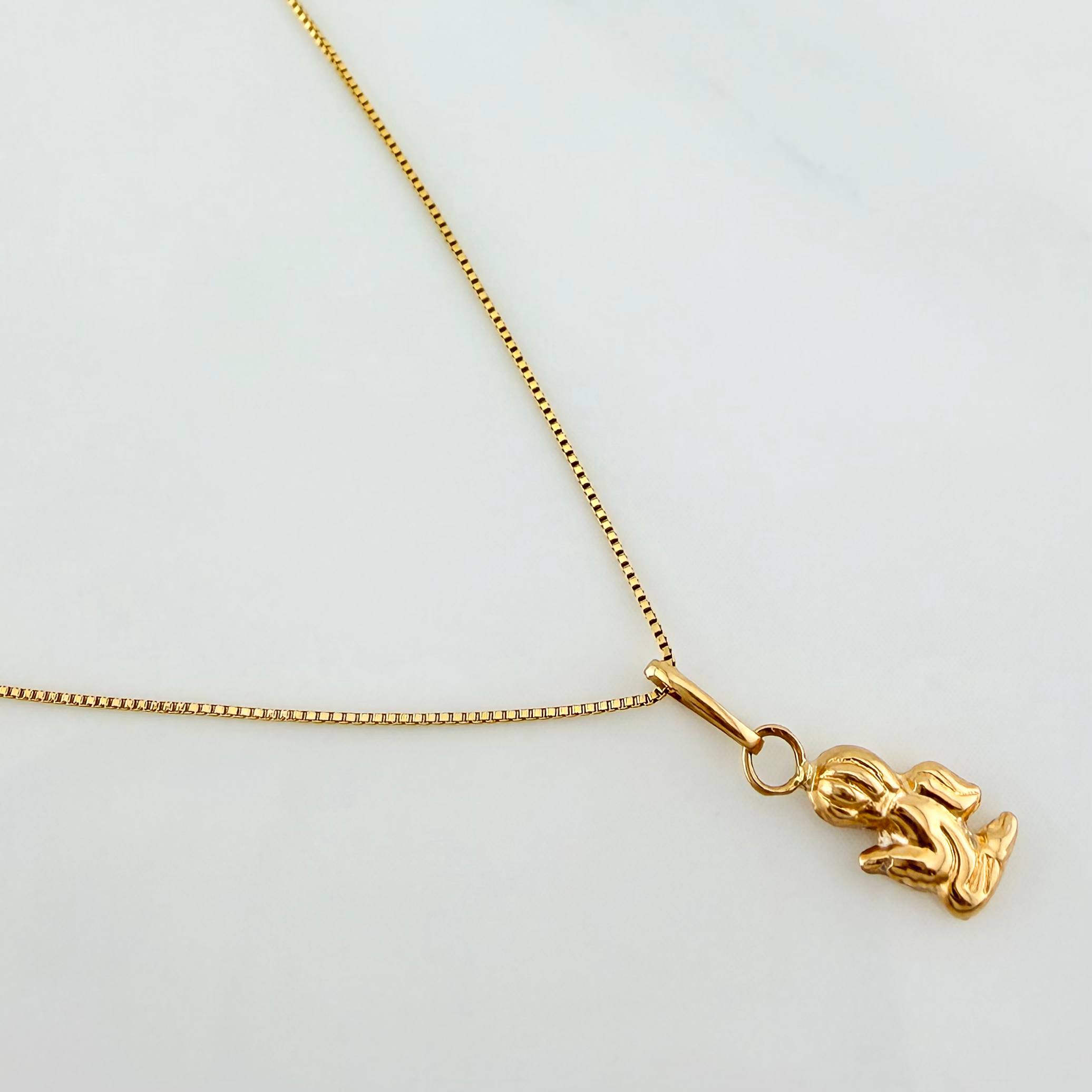 Venetian Chain Set + Guardian Angel Pendant / 1.1g / 17 3/4 in Yellow Gold 18K