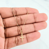 Set Venetian Chain + Pendant Cross / 1.15gr / 17 3/4 in Yellow Gold 18K